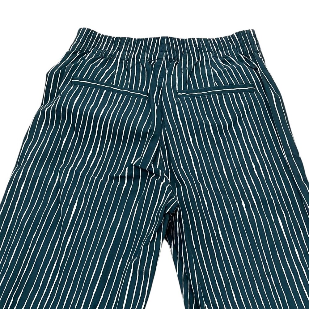 Women’s Uniqlo Green & White Striped Cotton Pants 2010s - Picture 6 of 8
